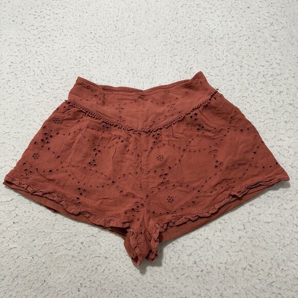 American Eagle Outfitters Pants - American Eagle Women's XS Red Eyelet Boho Shorts 1.5" Inseam Stretch Lightweight